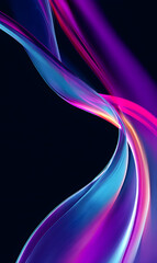 Poster - Abstract fluid art design with dynamic wave flow in vivid colors gradient for modern background or creative wallpaper projects with dark field backdrop and vibrant light effects