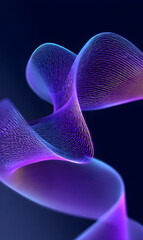 Poster - Ethereal purple waves with radiant gradient on dark background create abstract flowing motion for artistic wallpapers and digital art design projects that need a visually