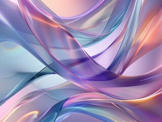 Poster - Abstract flowing waves background in lavender coral and blue shades dynamic curves and light reflections create a modern soft and vibrant design for digital art or wallpaper
