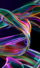 Poster - Vibrant abstract flowing ribbon with iridescent colors for a modern digital art background or design element creating a dynamic visual effect with smooth transitions and artistic