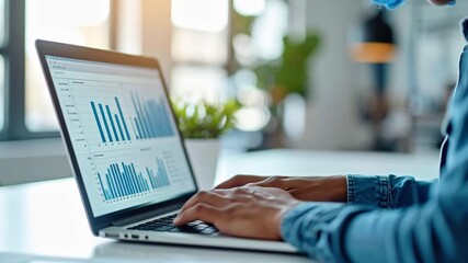 Poster - Business Professional Analyzing Data with Graphs and Charts on Laptop in Modern Office Environment
