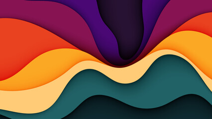 Poster - Abstract waves in vibrant colors create a dynamic and modern background