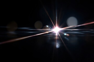 Poster - An abstract background features glowing lines of light evoking motion and speed on a dark night road, with a design that suggests an explosion of color and stars in space