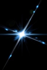 Poster - Abstract blue space background with glowing stars, light, and energy bursts