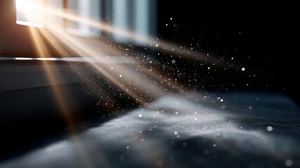 Poster - Soft sunlight streams through a window, illuminating dust particles in the air creating a beautiful ambiance