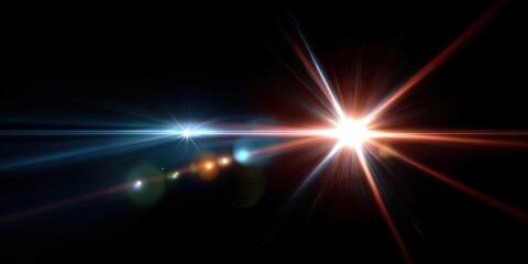 Poster - Vibrant light effect shining in the darkness. This abstract image features a stunning display of lens flares and radiant beams