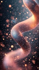 Poster - Genetic structure twisting through cosmic particles, science concept with glowing elements and blurred background.