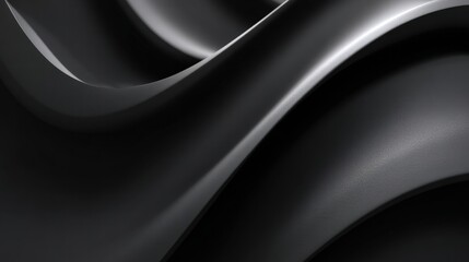 Poster - Abstract black waves in a smooth, elegant flow, showcasing a minimalist aesthetic. The interplay of light and shadow creates a dynamic visual.