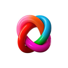 Poster - Colorful Intertwined Torus Shapes. Abstract 3D Art Symbolizing Unity And Complexity Isolated On Transparent Background