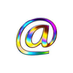 Poster - Colorful 3D At Symbol. Digital Communication And Internet Connectivity Concept Isolated On Transparent Background