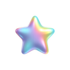 Poster - Colorful Iridescent Star Shape. Vibrant And Playful Design Element Isolated On Transparent Background