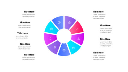 Poster - A visually appealing circular infographic showcasing nine icon based segments surrounded by descriptive text boxes. Nine steps cycle diagram