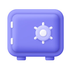 Fototapete - Periwinkle Blue 3D Rendered Safe Icon: Secure Data, Digital Banking, Privacy Concept