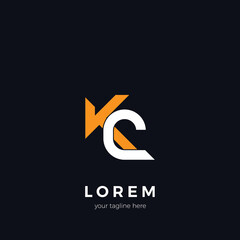 Poster - Simple vector KC letter logo design template
