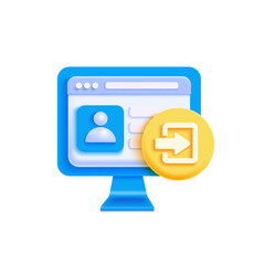 Fototapete - Modern 3D Render: User Login Interface, Bright Blue and Yellow,  Positive and Approachable Online Access.