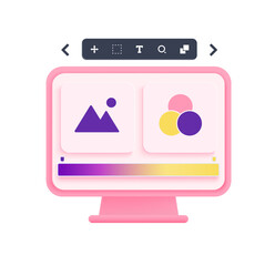 Fototapete - Pink Modern Computer Screen Showing Image Editing Software Interface