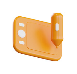 Poster - modern orange stylus and drawing tablet: clean 3d render, playful mood, technology concept