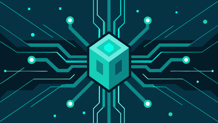 Futuristic Cyber Circuit Design in Teal