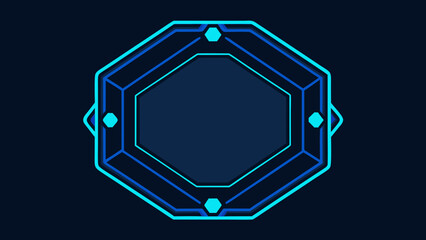 Octagonal Tech Hub Frame with Glowing Blue Contours