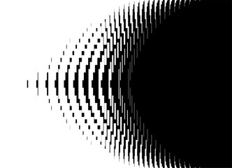 Poster - Vector transition from black to white from abstract pixels. Arrow pattern. Modern technological vector background. Striped design element. Clusters. Information flow