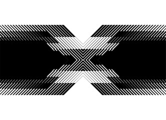 Poster - Abstract vector pattern of black broken lines on a white background. Design element in the shape of the letter X. Technological Vector background.