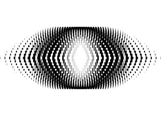 Poster - Optical Striped Pattern of Black Pixels on White Background. Dynamic Design Element. Technological Vector Background. For Covers, Advertising, Cards. Flash, Light, Crystals