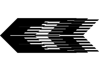 Poster - Abstract vector arrow from broken lines. Pattern. Modern technological vector background. Striped design element. Information flow, Pointer, navigation, Game, Movement