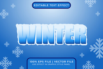 Poster - 3D Winter Season Editable Vector Text Effect. Ice Text Effect