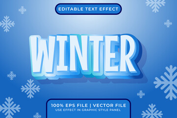 Poster - 3D Winter Season Editable Vector Text Effect. Ice Text Effect