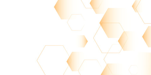 white and orange technology hexagonal abstract background. Abstract 3d hexagonal background with shadow .Futuristic blue neon honeycombs. Modern technology design .Minimal style website banner, 