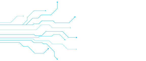 Poster - Vector digital blue technology communication with lines and dots.
