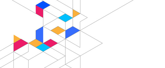 Poster - Vector modern line art connecting lines with geometric technology background