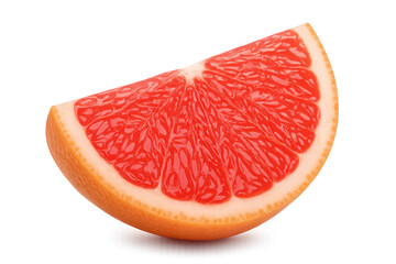 Poster - Fresh and juicy grapefruit slice showing its vibrant red pulp and textured rind, isolated on a transparent background