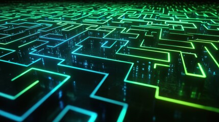 Poster - Abstract digital maze pattern