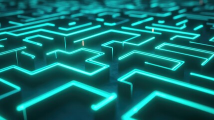 Poster - Abstract neon maze pattern background