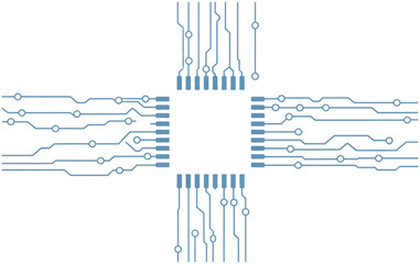 Poster - A detailed circuit board design with a central processor