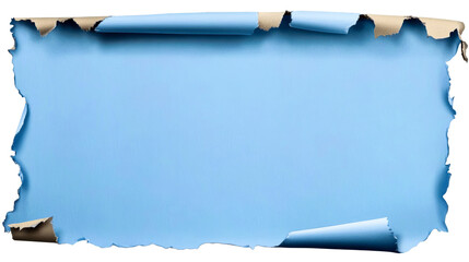 Wall Mural - torn blue paper sheet with ripped edges on transparent background