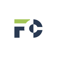 Poster - The image shows a logo design of a monogram with initial letters FC in dark grey and green color in simple flat style that looks clean and modern on a white background