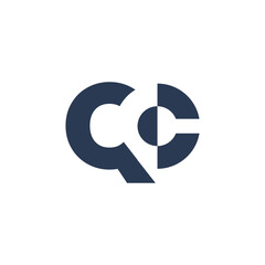 Poster - The image shows a logo design of a monogram with initial letters QC in dark color in simple flat style that looks clean and modern on a white background