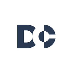 Poster - The image shows a logo design of a monogram with initial letters DC in dark color in simple flat style that looks clean and modern on a white background