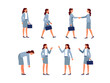 © Nur - Businesswoman character vector set in different poses and actions.