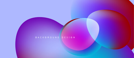 Fototapete - Abstract colorful overlapping circles create dynamic background. Gradient shades blend purple, blue, red hues. Modern design element.