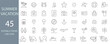 © Creative Sparkle - Summer set of web icons in line style. A collection of minimalistic summer icons representing seasonal fun and activities.  Editable stroke. Vector illustration.