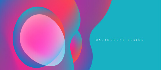Fototapete - Abstract fluid shapes blend vibrant pinks, purples, blues. Modern design creates dynamic visual impact. Background suggests energy, movement.