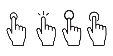 Leinwandbilder - Computer mouse click cursor arrow icons set. Clicking cursor. Hand cursors icons click set. Pointer click icon. Loading icon on transparent background