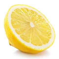 Poster - Close up of a lemon cut in half, revealing juicy segments, isolated on white