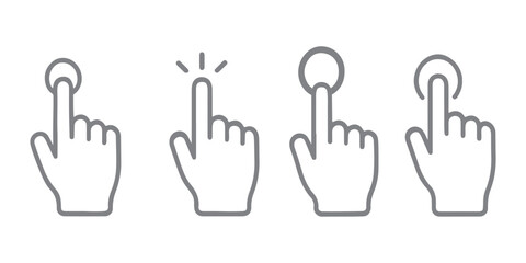 Leinwandbilder - Computer mouse click cursor arrow icons set. Clicking cursor. Hand cursors icons click set. Pointer click icon. Loading icon on transparent background
