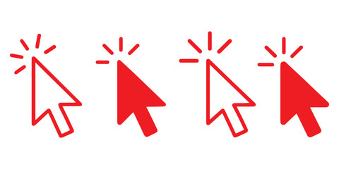 Leinwandbilder - Computer mouse click cursor arrow icons set. Clicking cursor. Hand cursors icons click set. Pointer click icon. Loading icon on transparent background