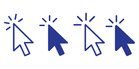 Leinwandbilder - Computer mouse click cursor arrow icons set. Clicking cursor. Hand cursors icons click set. Pointer click icon. Loading icon on transparent background