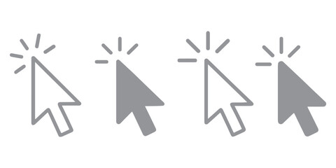 Leinwandbilder - Computer mouse click cursor arrow icons set. Clicking cursor. Hand cursors icons click set. Pointer click icon. Loading icon on transparent background